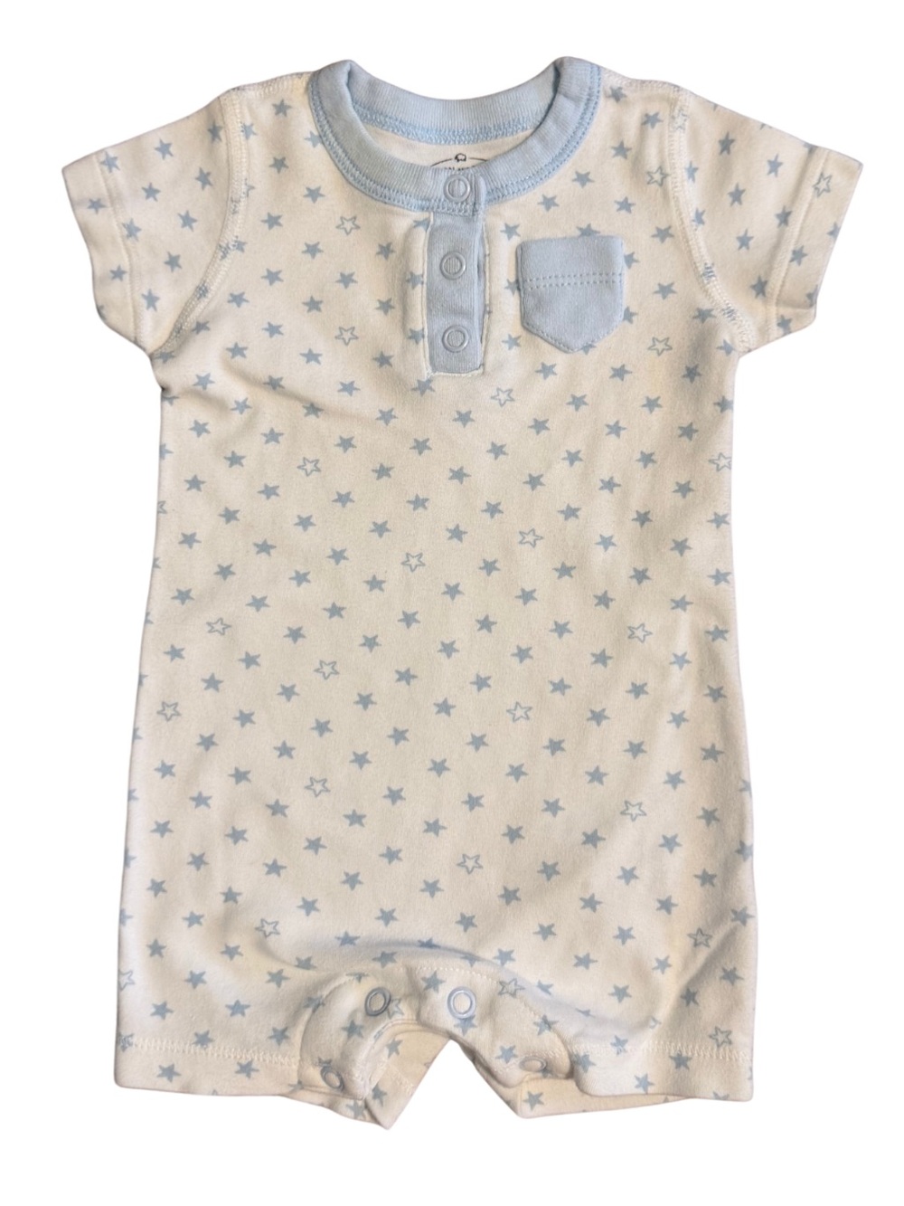 Hanna Andersson (Moon and Back) | Cream Romper with Light Blue Star Print